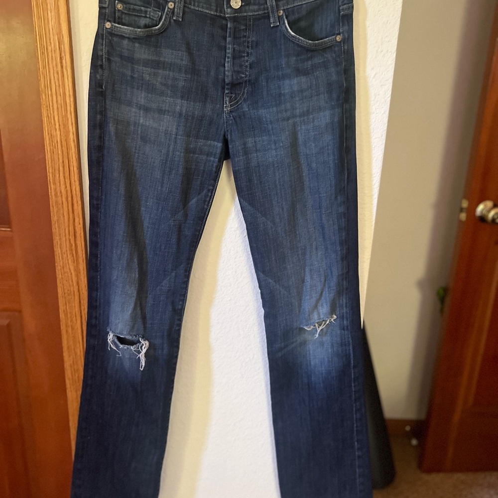 7 For All Mankind Standard Jeans Size 29 Distressed Dark Wash Bootcut